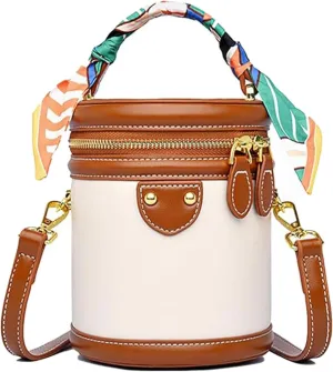 2025 New Summer Cylinder Bag, Colorblock Bucket Bag for Women, Fashionable Crossbody Bag, Women's Shoulder