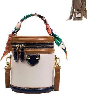 2025 New Summer Niche Design Cylinder Bag Fashionable Crossbody,Colorblock Bucket Bag For Women,Women's Shoulder 1pcs
