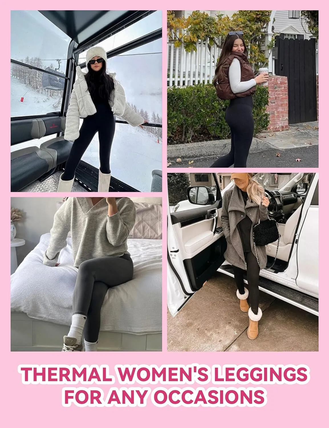 3 Pack Fleece Lined Leggings Women with Pockets - High Waisted Plus Size Winter Thermal Yoga Pants (S-5XL)