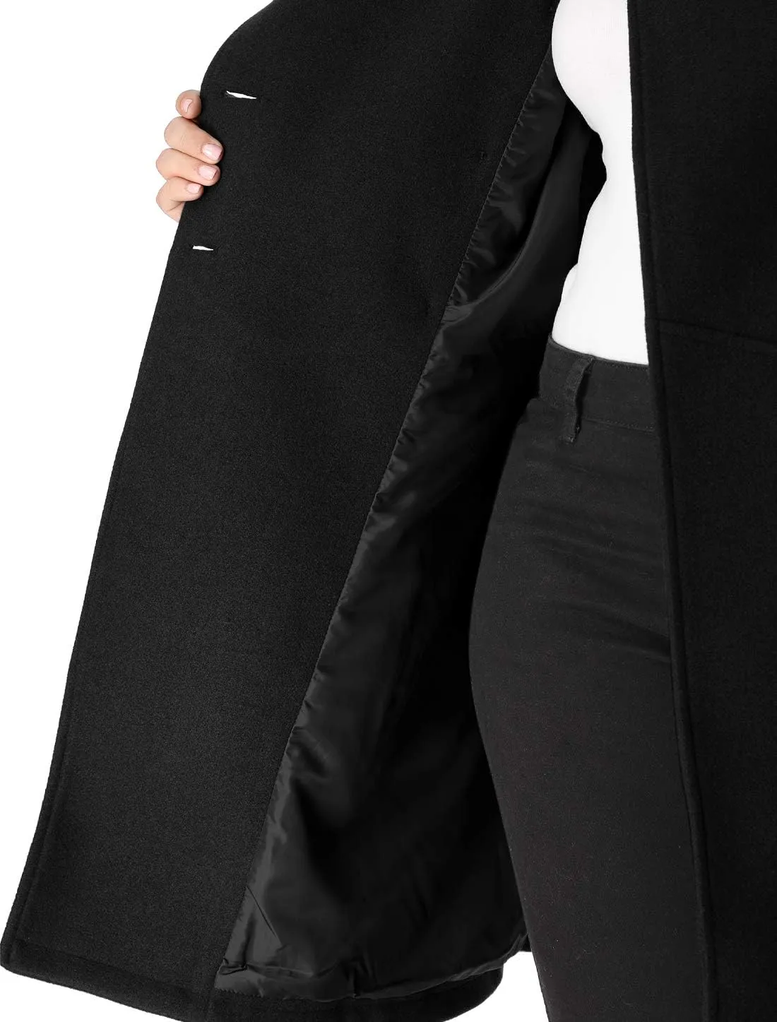Agnes Orinda Women's Plus Size Coat A-Line Peter Pan Collar Double Breasted Fall Winter Peacoat