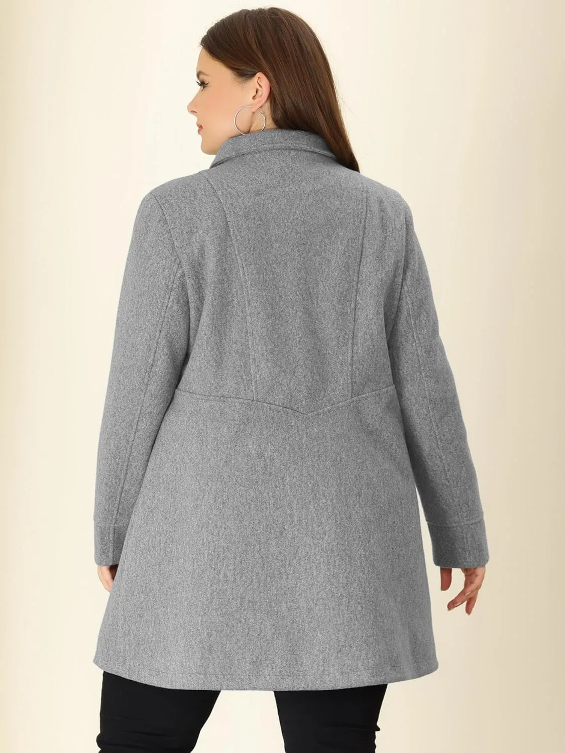 Agnes Orinda Women's Plus Size Coat A-Line Peter Pan Collar Double Breasted Fall Winter Peacoat