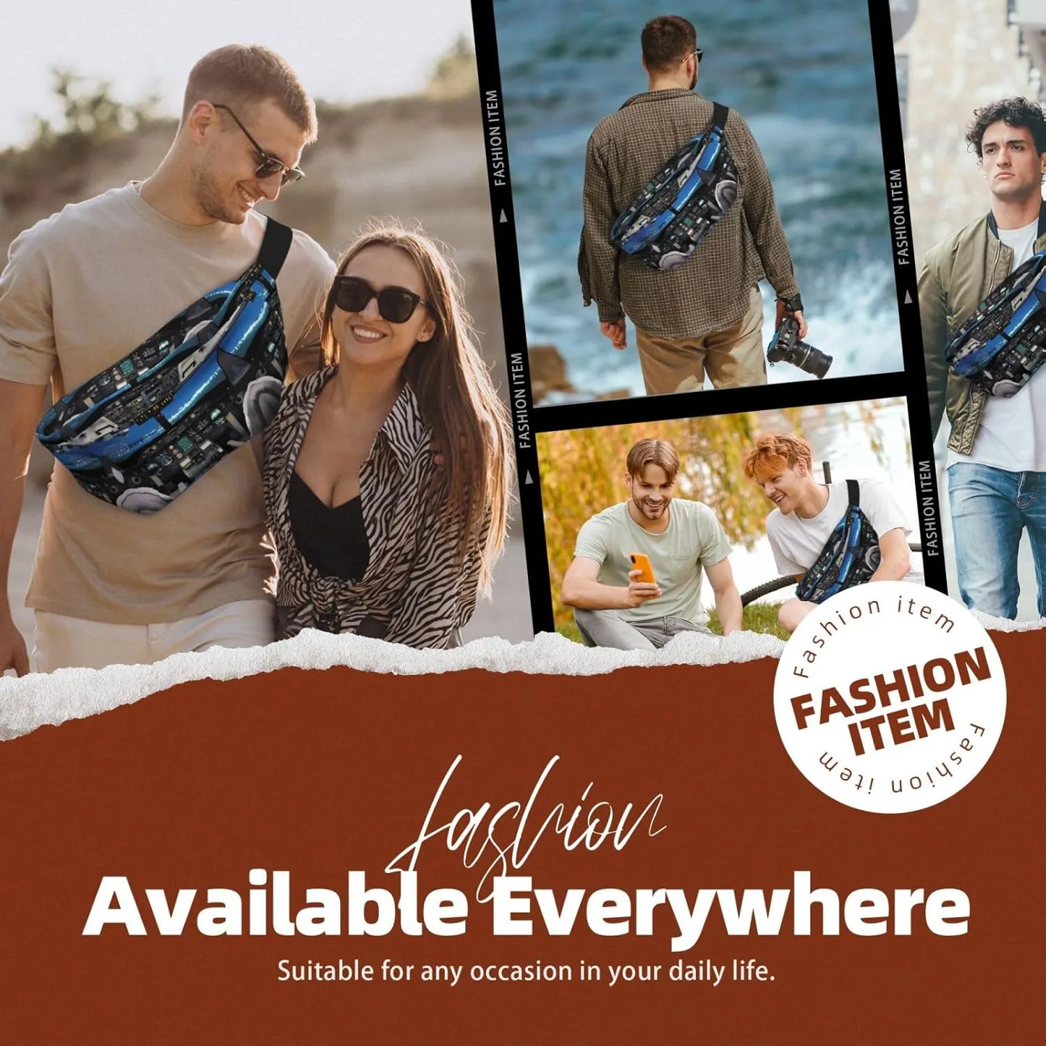 Airplane Cockpit Unisex Fanny Pack  Ideal for Travel, Running, Hiking, Walking, Workout, Fashionable & Large Capacity