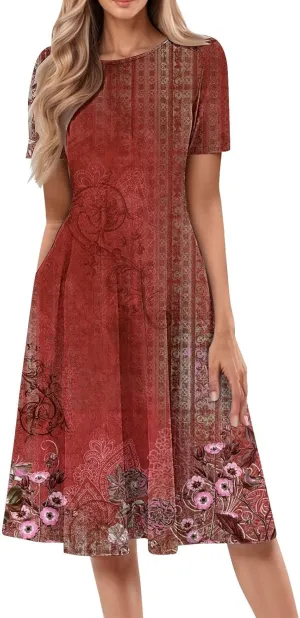 Amaon haul store Summer Dresses for Women 2025 archived orders in my account boho midi dresses for women 2025 Elegant Short Sleeve Midi Dress Casual Plus Size Loose Comfy Flowy Boho Beach Sundresses