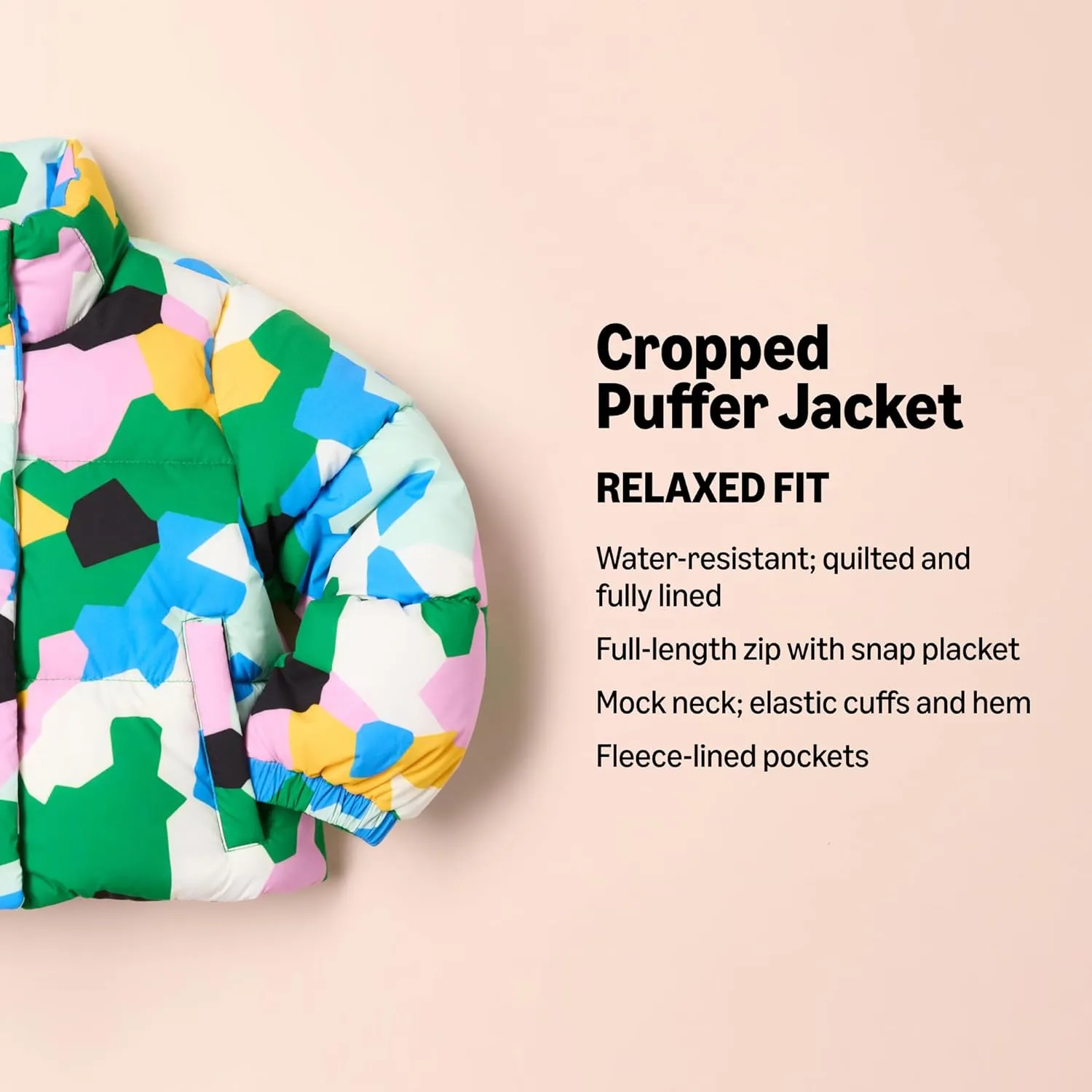 Amazon Essentials Girls and Toddlers' Cropped Full-Zip Puffer Jacket (Quilted Matte or Sherpa Fleece)