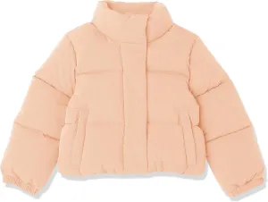 Amazon Essentials Girls and Toddlers' Cropped Full-Zip Puffer Jacket (Quilted Matte or Sherpa Fleece)