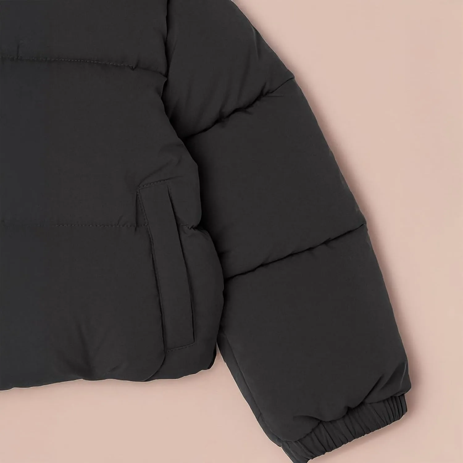 Amazon Essentials Girls and Toddlers' Cropped Full-Zip Puffer Jacket (Quilted Matte or Sherpa Fleece)