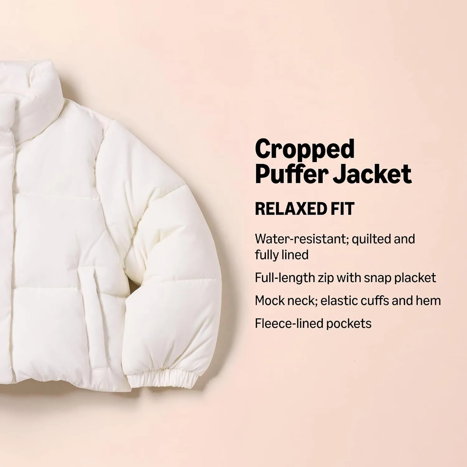Amazon Essentials Girls and Toddlers' Cropped Full-Zip Puffer Jacket (Quilted Matte or Sherpa Fleece)