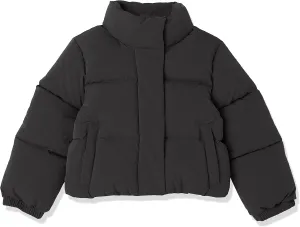 Amazon Essentials Girls and Toddlers' Cropped Full-Zip Puffer Jacket (Quilted Matte or Sherpa Fleece)