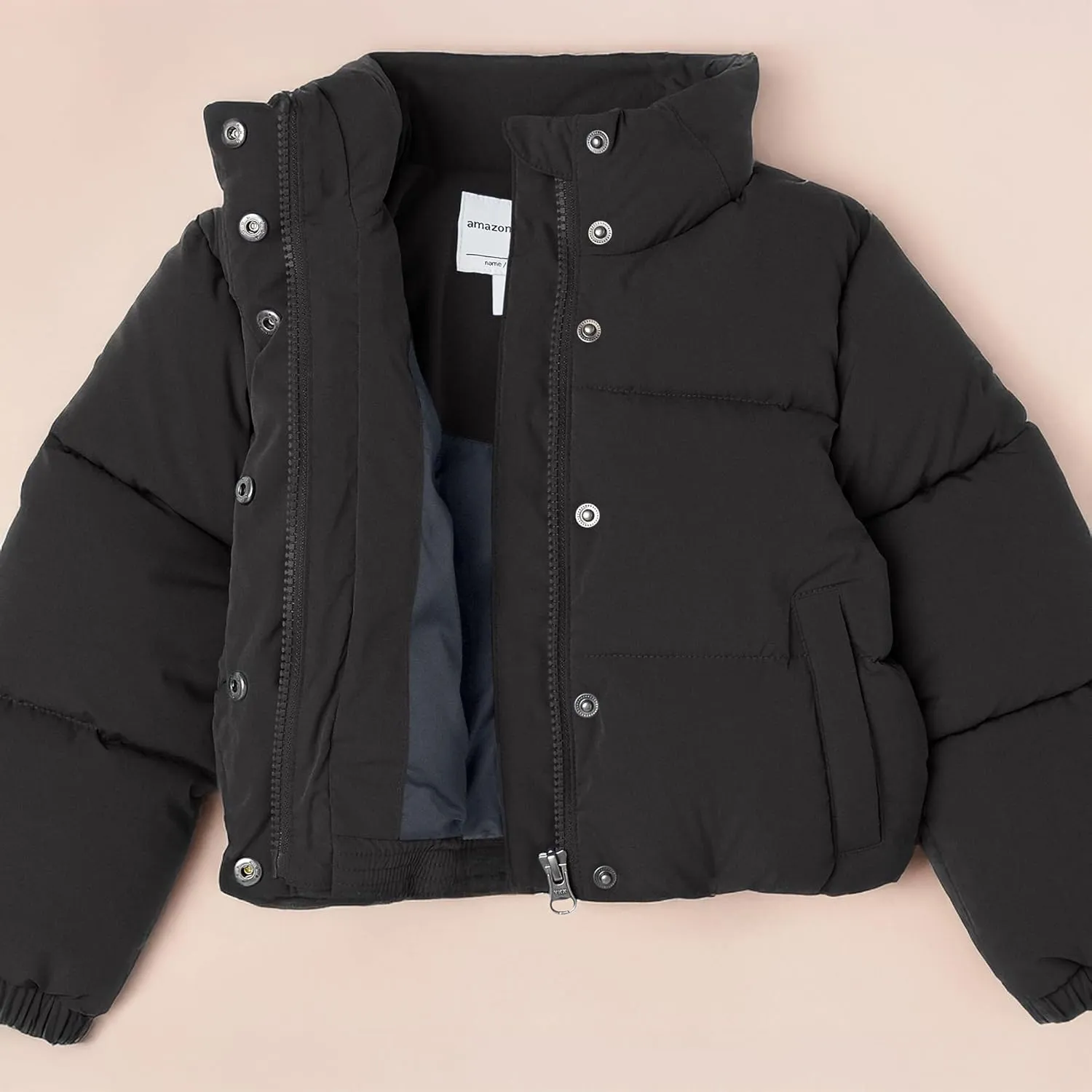 Amazon Essentials Girls and Toddlers' Cropped Full-Zip Puffer Jacket (Quilted Matte or Sherpa Fleece)