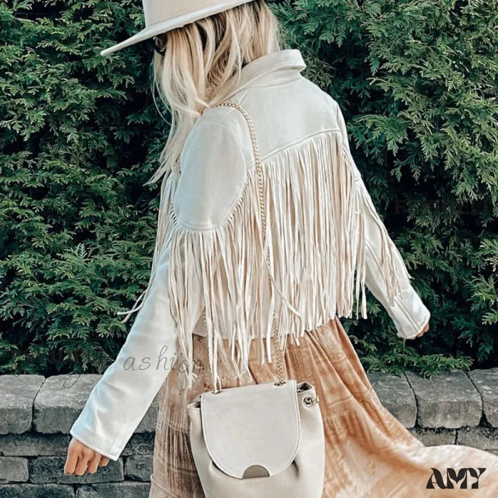 Amy Fashion - Turn Down Collar Tassel Coat