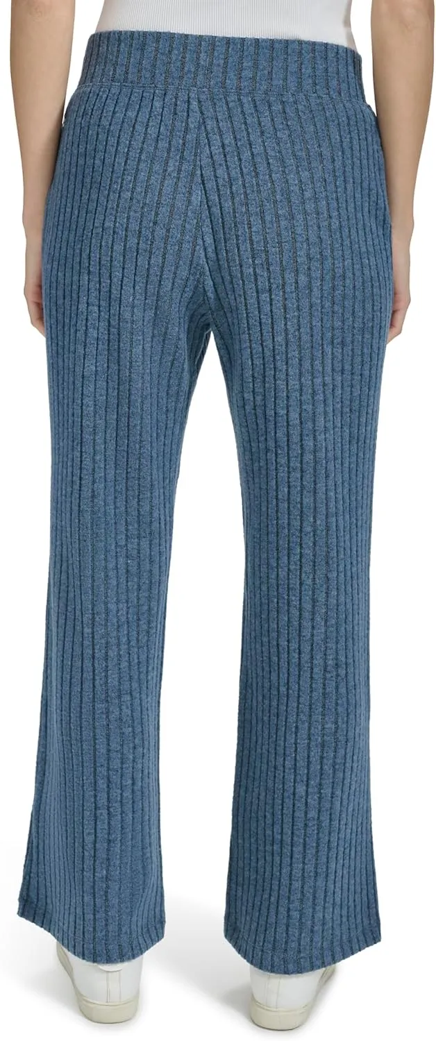 Andrew Marc Women's Pull on Wide Leg Ribbed Pants