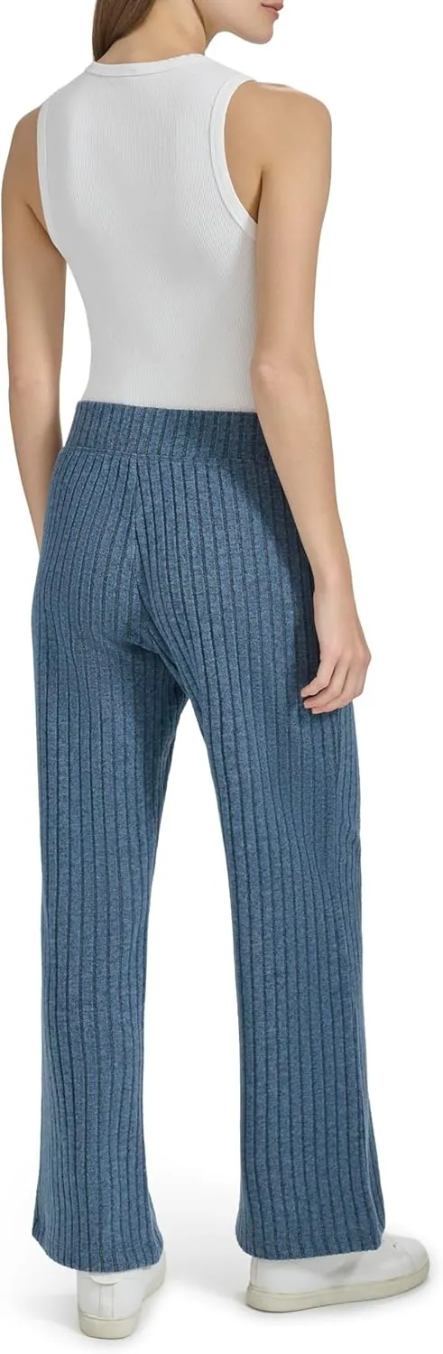 Andrew Marc Women's Pull on Wide Leg Ribbed Pants