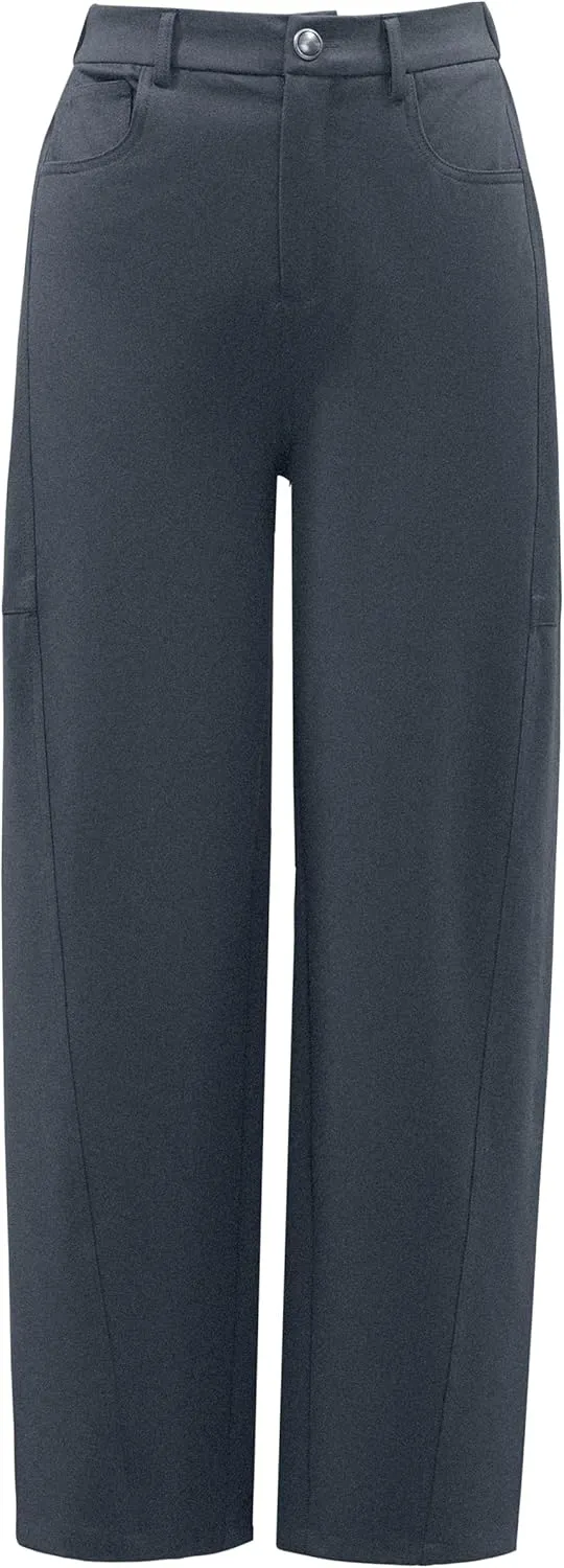 Arach&Cloz 2025 Women's Stretch Wrinkle Free Wide Leg Trousers Casual High Elastic Waisted Loose Palazzo Pants with Pockets