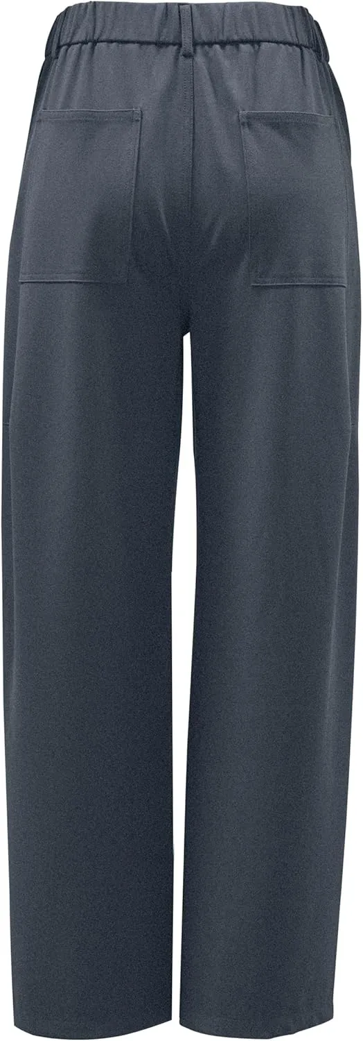 Arach&Cloz 2025 Women's Stretch Wrinkle Free Wide Leg Trousers Casual High Elastic Waisted Loose Palazzo Pants with Pockets
