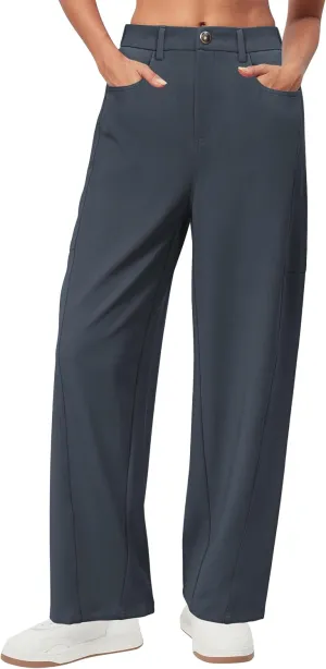 Arach&Cloz 2025 Women's Stretch Wrinkle Free Wide Leg Trousers Casual High Elastic Waisted Loose Palazzo Pants with Pockets