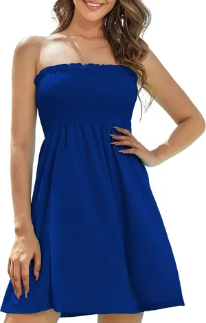 AS ROSE RICH Strapless Dress for Women - Beach Dresses for Women - Tube Top Dress