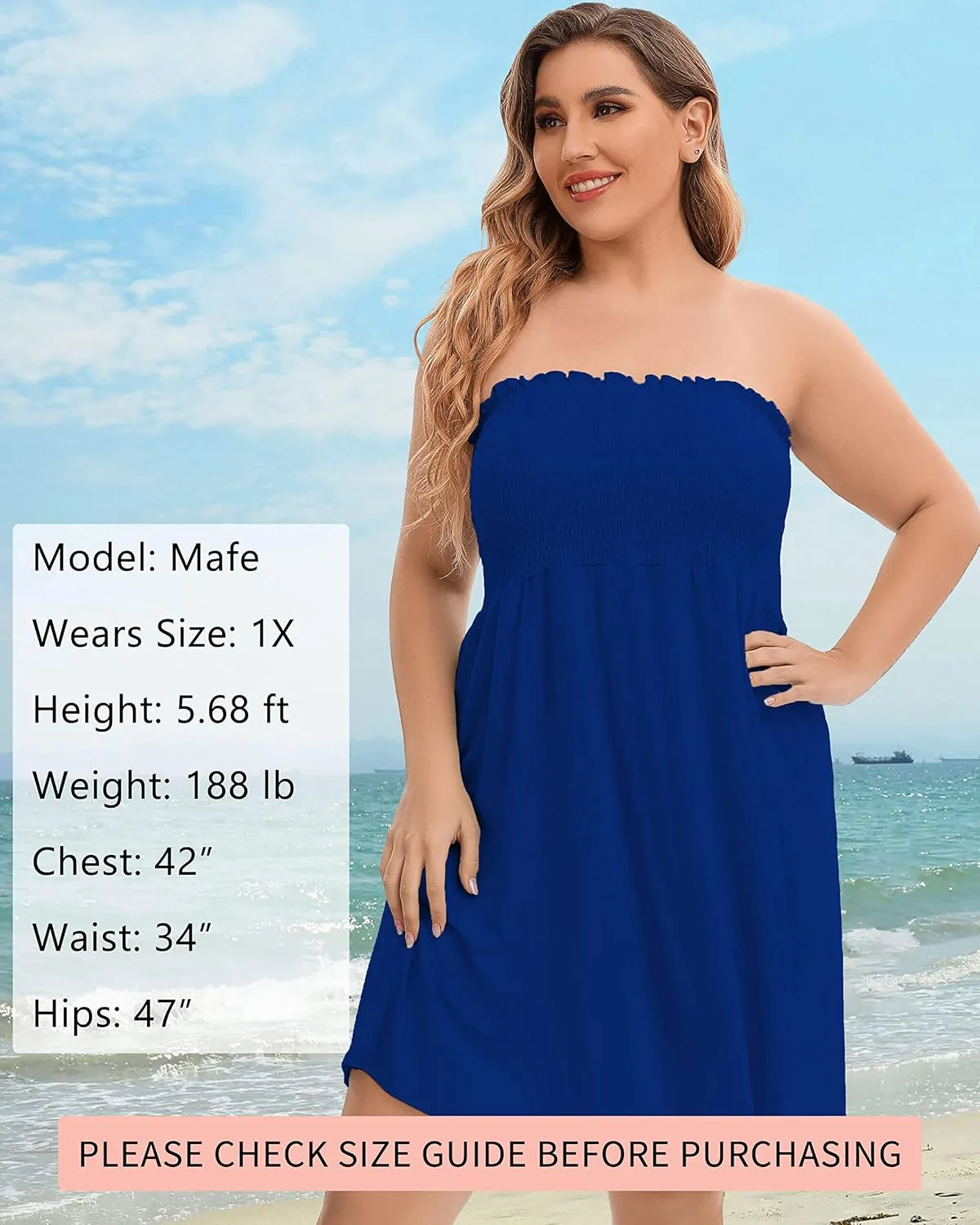 AS ROSE RICH Strapless Dress for Women - Beach Dresses for Women - Tube Top Dress