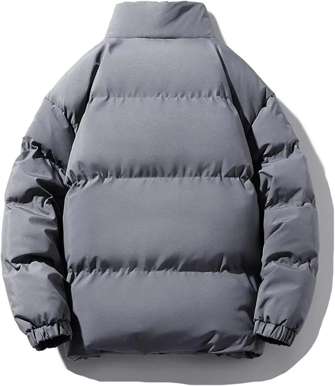 Autumn Winter Warm Men Plus Size Fleece Jacket Solid Color Thicken Cotton Padded Jacket Stand Collar Casual Coat