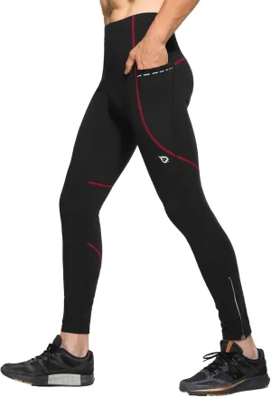 baleaf Men's Winter Running Tights Thermal Cycling Pants Cold Weather Gear Fleece Lined Pockets Leggings Compression