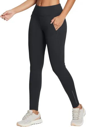 baleaf Women's Fleece Lined Leggings Water Resistant Winter Clothes Running Tights Cold Weather Hiking Pants Zip Pockets