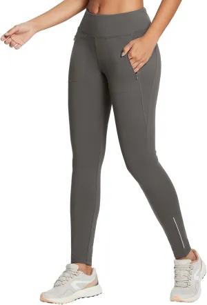 baleaf Women's Fleece Lined Leggings Water Resistant Winter Clothes Running Tights Cold Weather Hiking Pants Zip Pockets