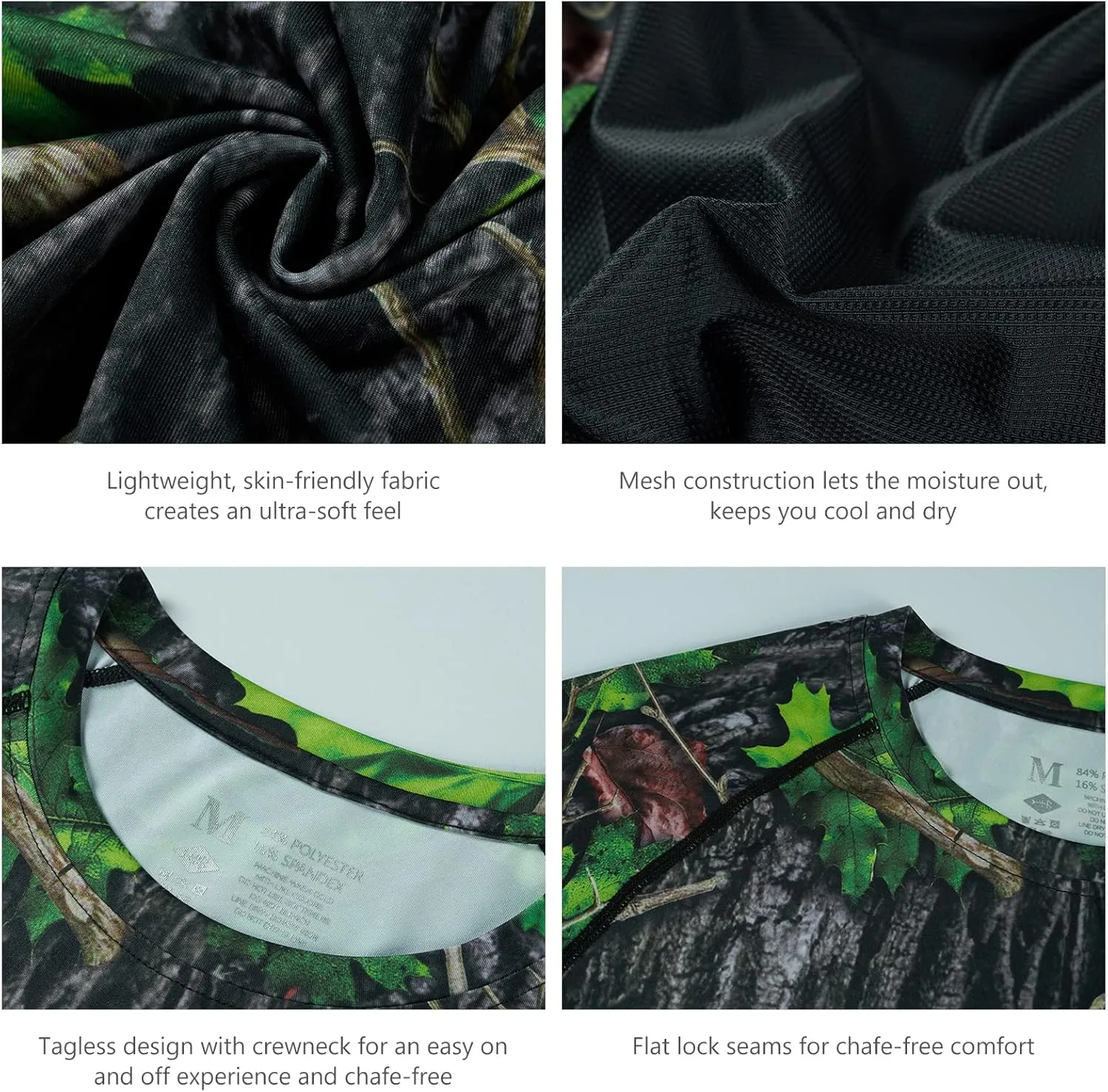 BASSDASH Men's Hunting Camo Performance Long Sleeve Shirt Fishing UPF50  FS13M