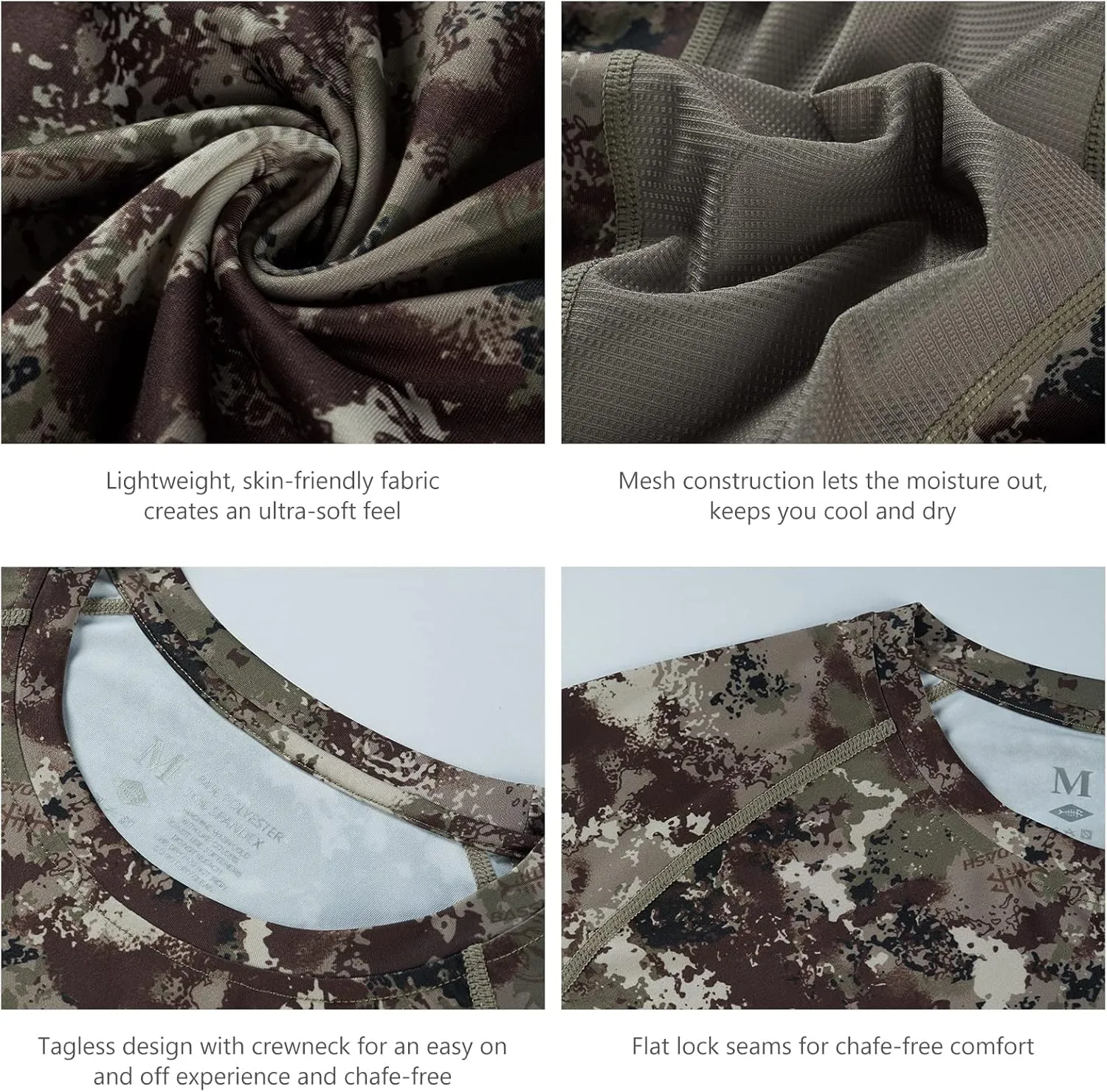 BASSDASH Men's Hunting Camo Performance Long Sleeve Shirt Fishing UPF50  FS13M