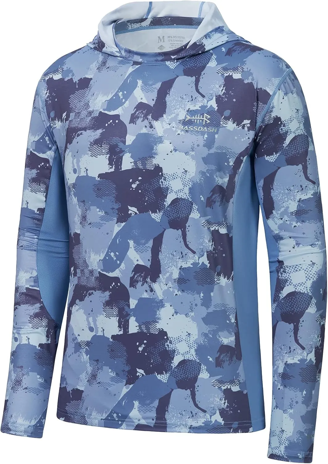 BASSDASH Mens UPF 50  Fishing Hiking Camo Hoodie Shirt with Face Mask Lightweight Neck Gaiter Long Sleeve