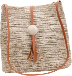 BESPORTBLE Summer Straw Bag for Women Bucket Shaped Bag Drawstring for Fashionable Crossbody Pouch Everyday Use