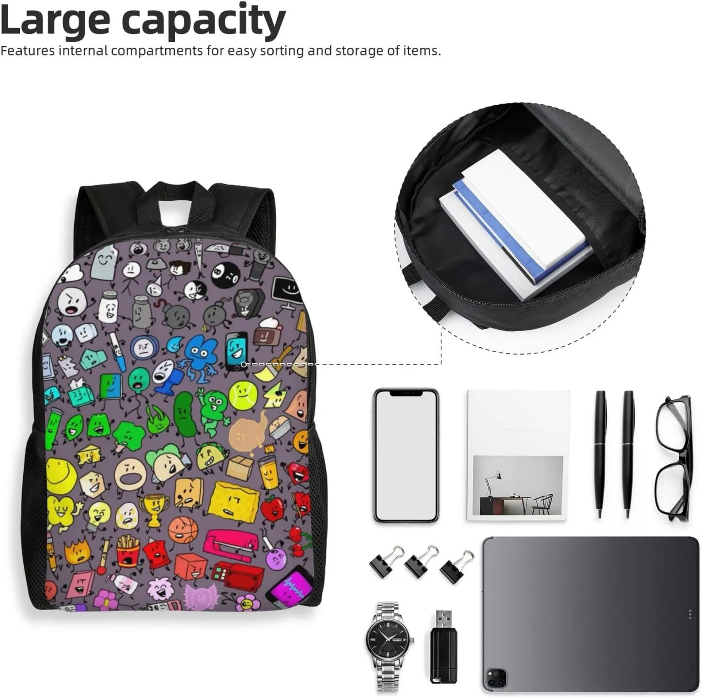 Bfdi-Battle For Dream Island Backpack, Fashionable Casual Travel Bag, Multifunctional Backpack