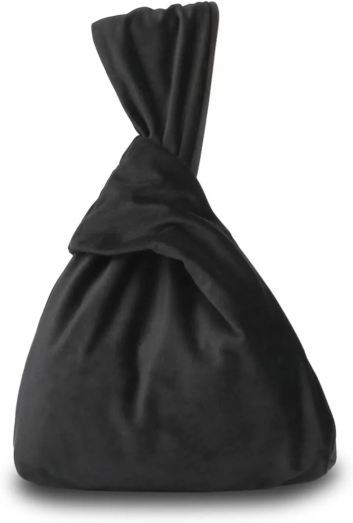 Black Clutch Purses for WomenVelvet Knot Evening Bag Wristlet Purse for Wedding Prom