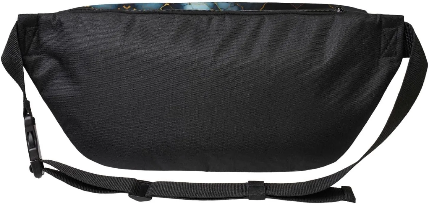 Black Gold Marbled Unisex Fanny Pack  Ideal for Travel, Running, Hiking, Walking, Workout, Fashionable & Large Capacity