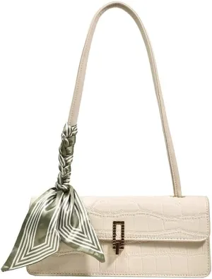 Black Shoulder Bag for Women Small Bag with silk scarf Shoulder Hobo Handbag Fashionable Evening Clutch Purse
