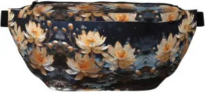 Bohemian White Lotus Unisex Fanny Pack  Ideal for Travel, Running, Hiking, Walking, Workout, Fashionable & Large Capacity