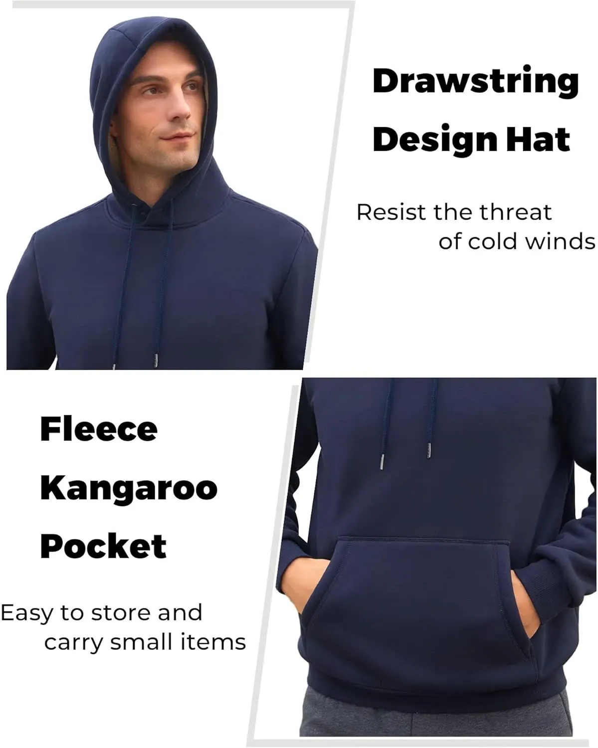 Boladeci Mens Sherpa Lined Hoodie Heavy Weight Cotton Winter Cold Weather Warm Fleece Thick Hooded Sweatshirts Pullover