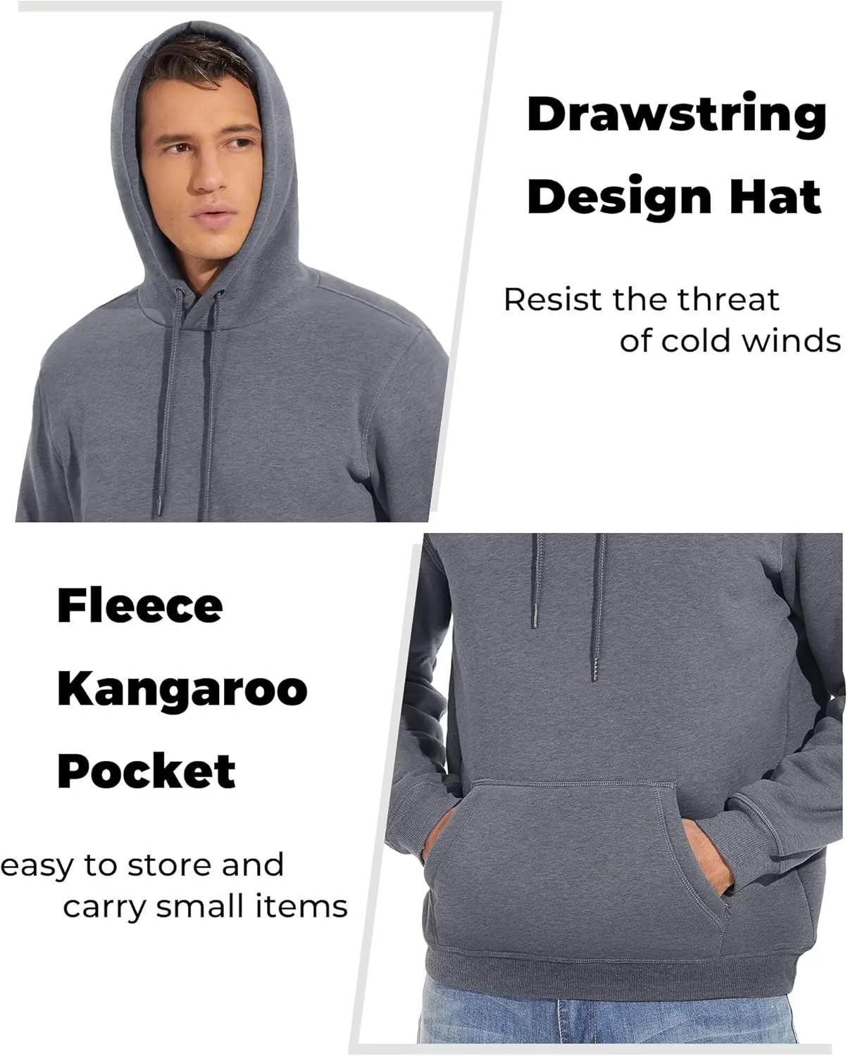 Boladeci Mens Sherpa Lined Hoodie Heavy Weight Cotton Winter Cold Weather Warm Fleece Thick Hooded Sweatshirts Pullover