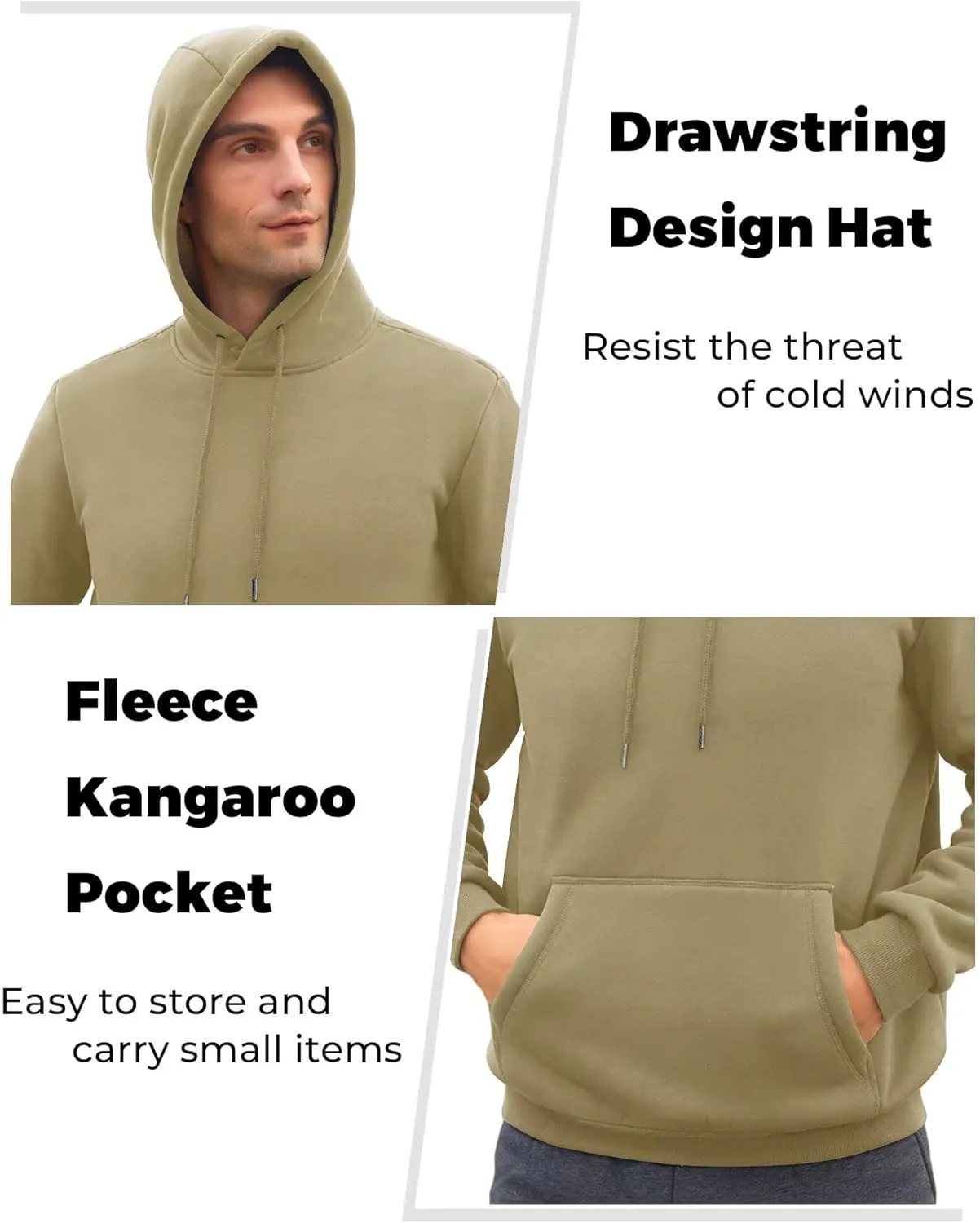 Boladeci Mens Sherpa Lined Hoodie Heavy Weight Cotton Winter Cold Weather Warm Fleece Thick Hooded Sweatshirts Pullover