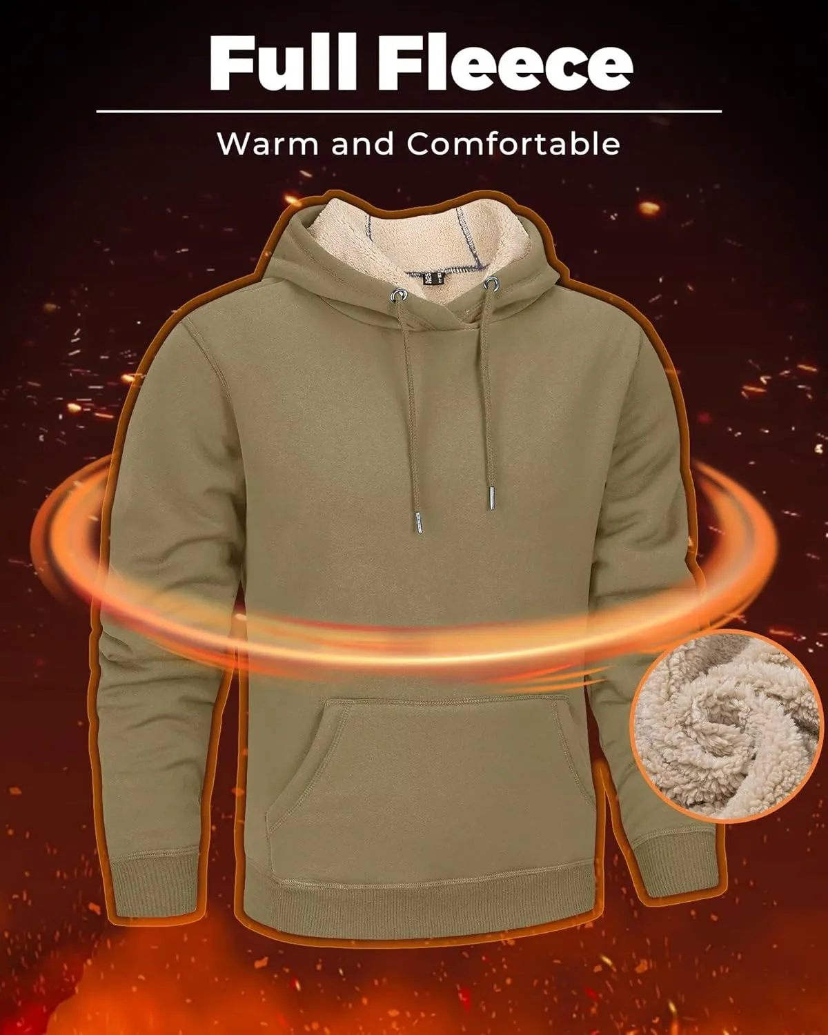 Boladeci Mens Sherpa Lined Hoodie Heavy Weight Cotton Winter Cold Weather Warm Fleece Thick Hooded Sweatshirts Pullover