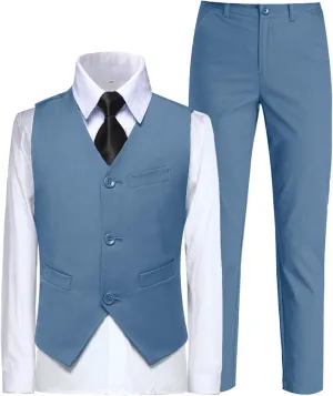 Boys Suit for Kids Toddler Boy 4-Piece Wedding Tuxedo Suits Vest and Pants Set