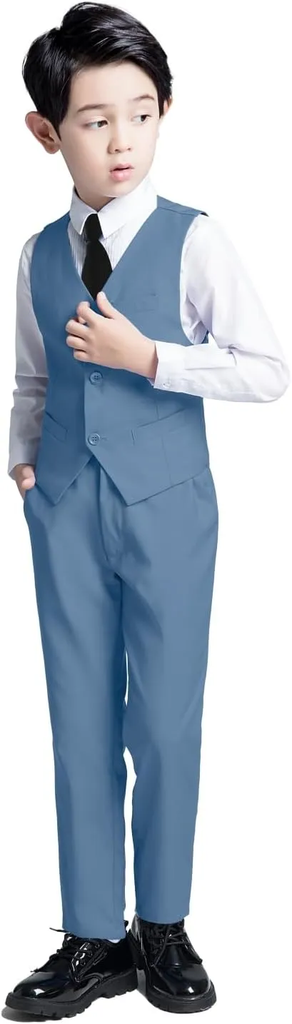 Boys Suit for Kids Toddler Boy 4-Piece Wedding Tuxedo Suits Vest and Pants Set