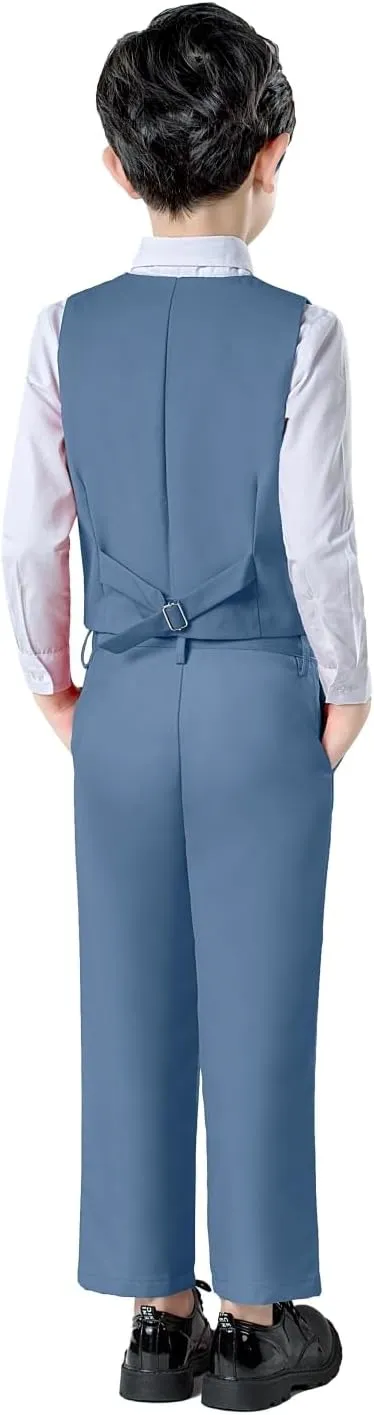 Boys Suit for Kids Toddler Boy 4-Piece Wedding Tuxedo Suits Vest and Pants Set