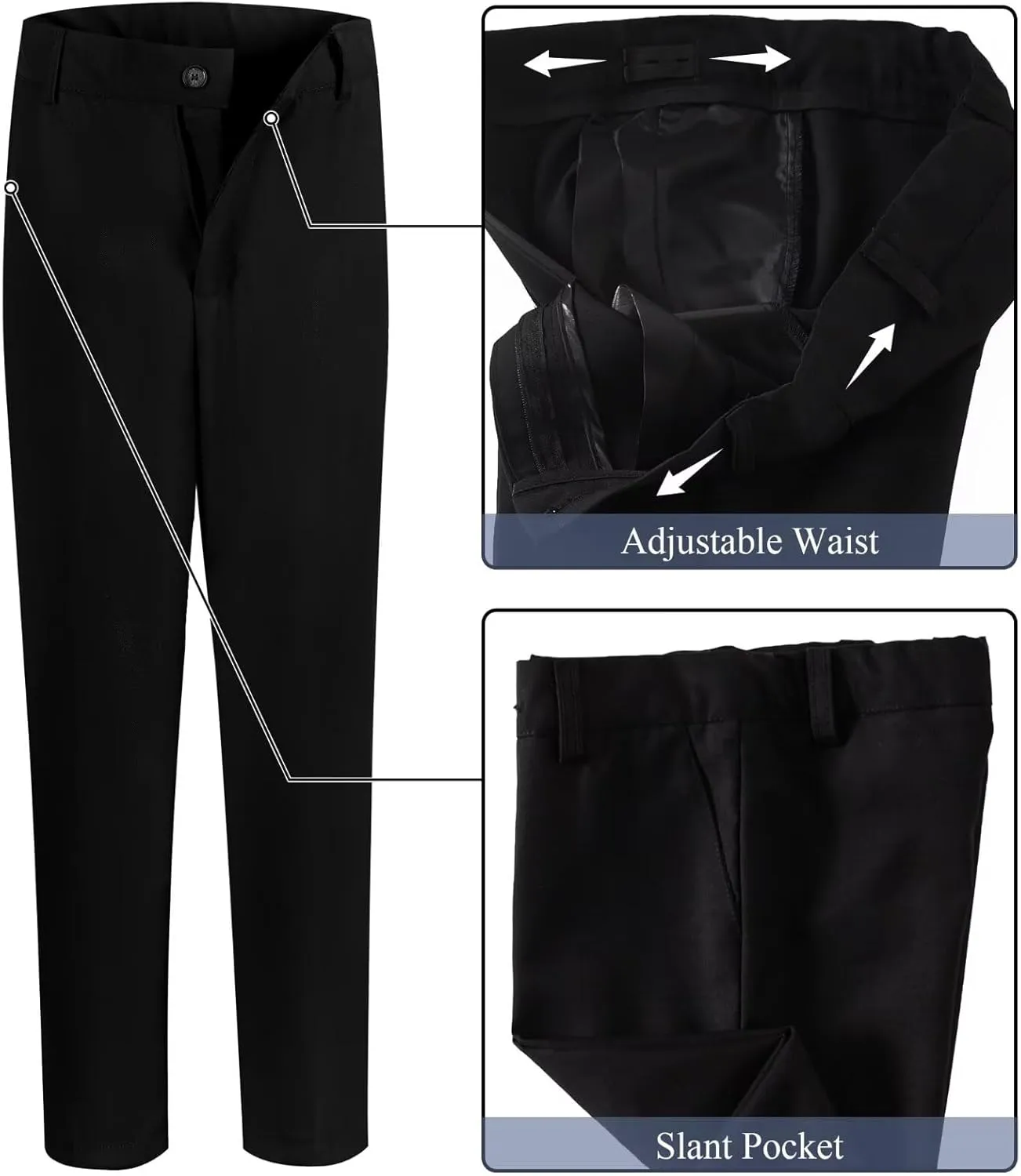 Boy's Suit Formal Slim Fit 5 Pieces Suit Set Blazer Vest Pants with Adjustable Waist Shirt with Tie