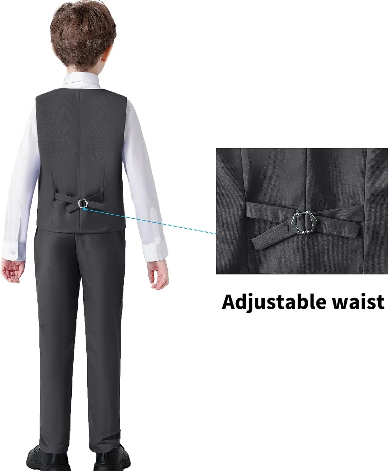 Boys' Suits Formal Slim Fit Tuxedo Boys Vest and Pants Set for Teens Dress Clothes Wedding Outfit with Tie and Bow Tie