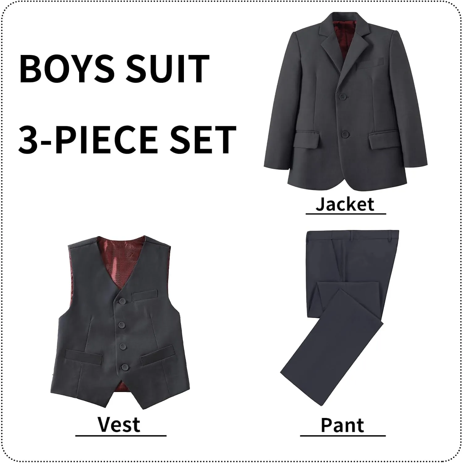 Boys' Suits Formal Tuxedo Slim Fit Boys Suit Set for Wedding Outfit Teen Boy Dress Clothes