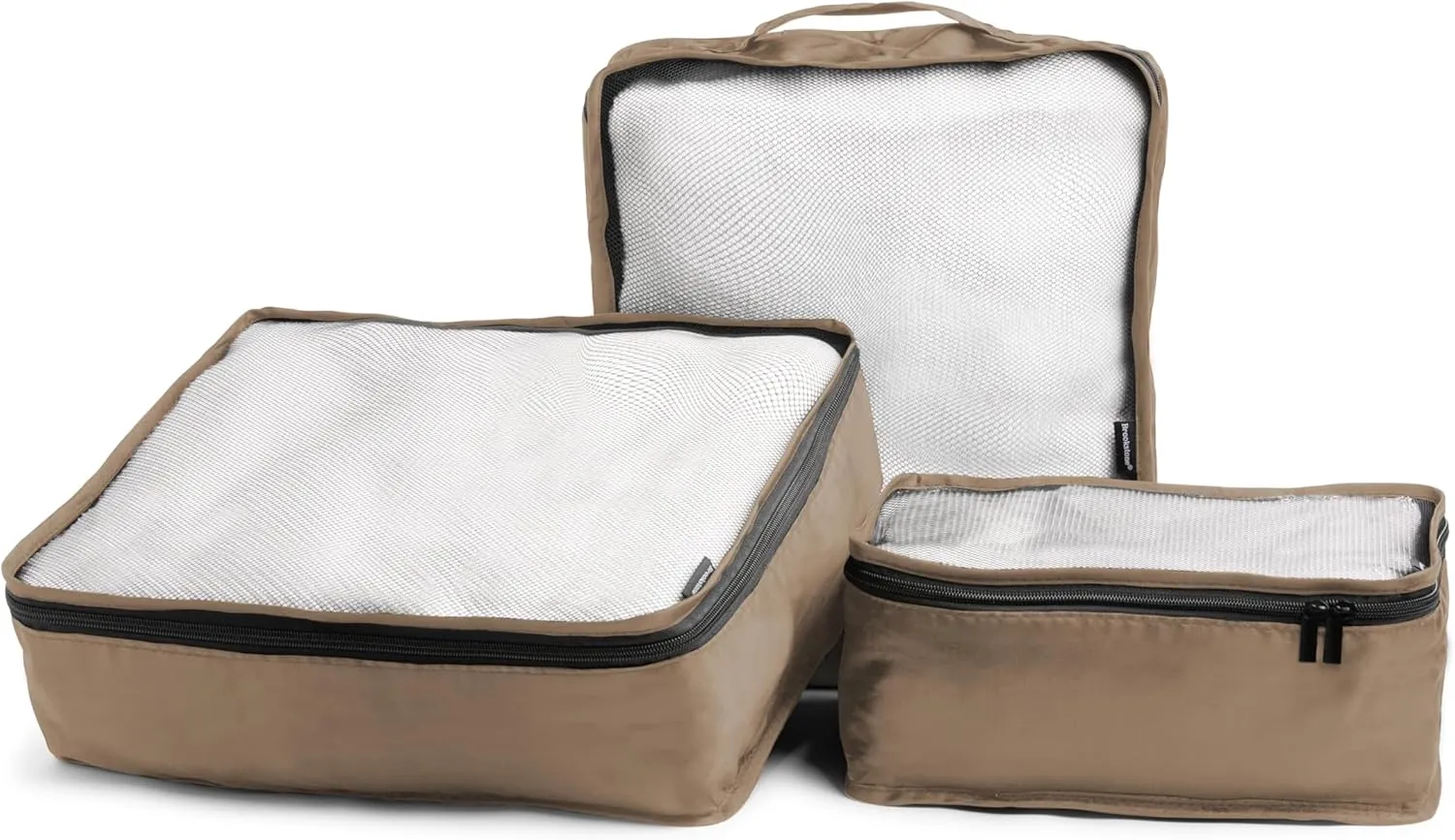 Brookstone Packing Cubes - 6 Piece Compression Packing Cubes for Travel - Tear Resistant Travel Essentials Bag Organizer Set, Khaki