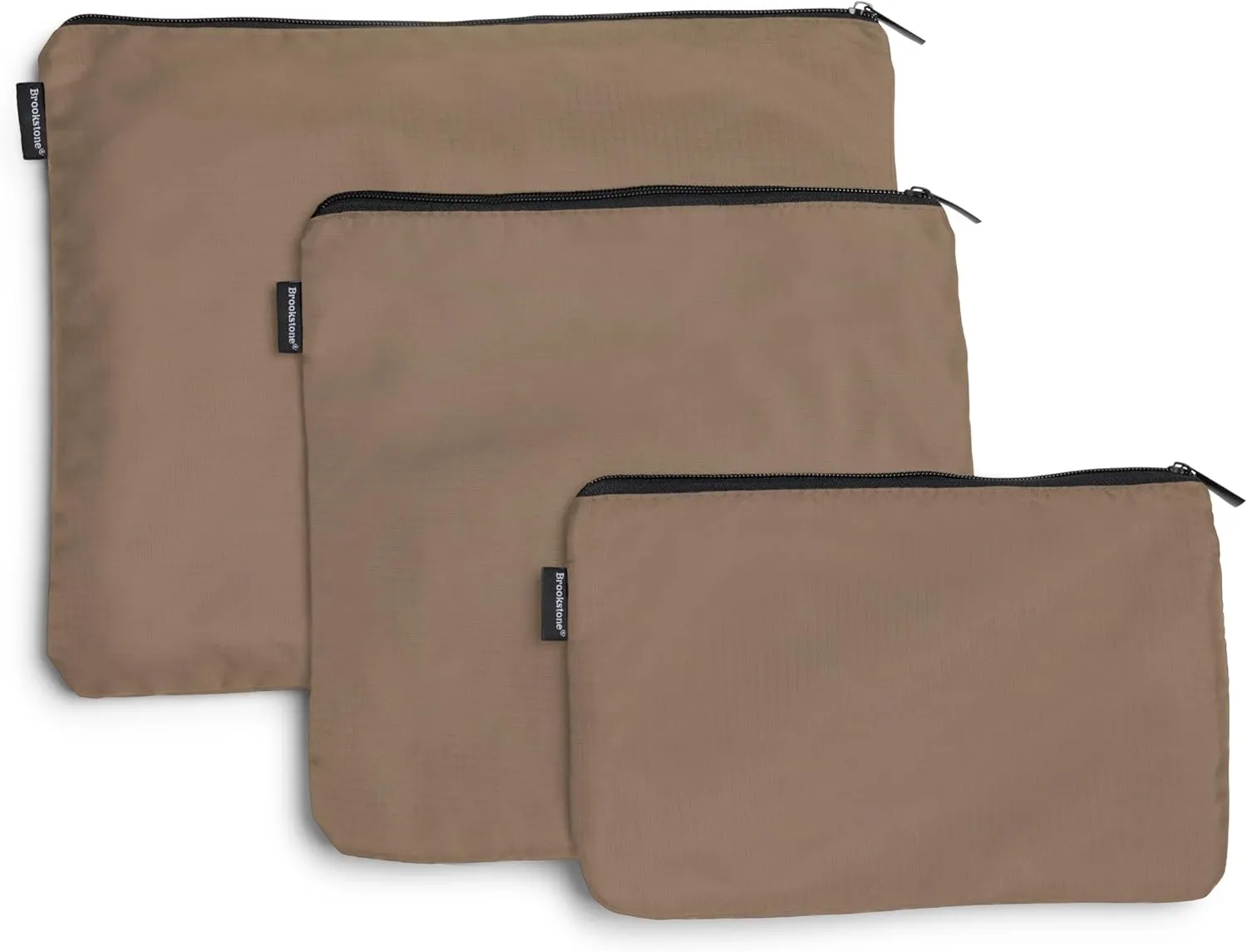 Brookstone Packing Cubes - 6 Piece Compression Packing Cubes for Travel - Tear Resistant Travel Essentials Bag Organizer Set, Khaki