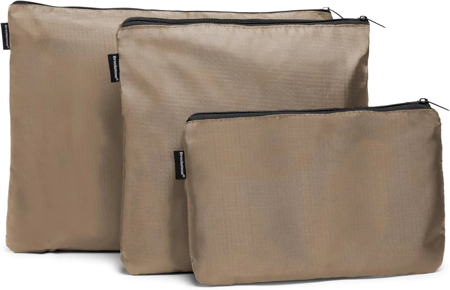 Brookstone Packing Cubes - 6 Piece Compression Packing Cubes for Travel - Tear Resistant Travel Essentials Bag Organizer Set, Khaki