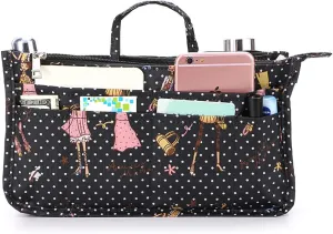 BTSKY Printing Handbag Organizers Inside Purse Insert-High Capacity 13 Pockets Bag Tote Organizer with Handle Fashion Style