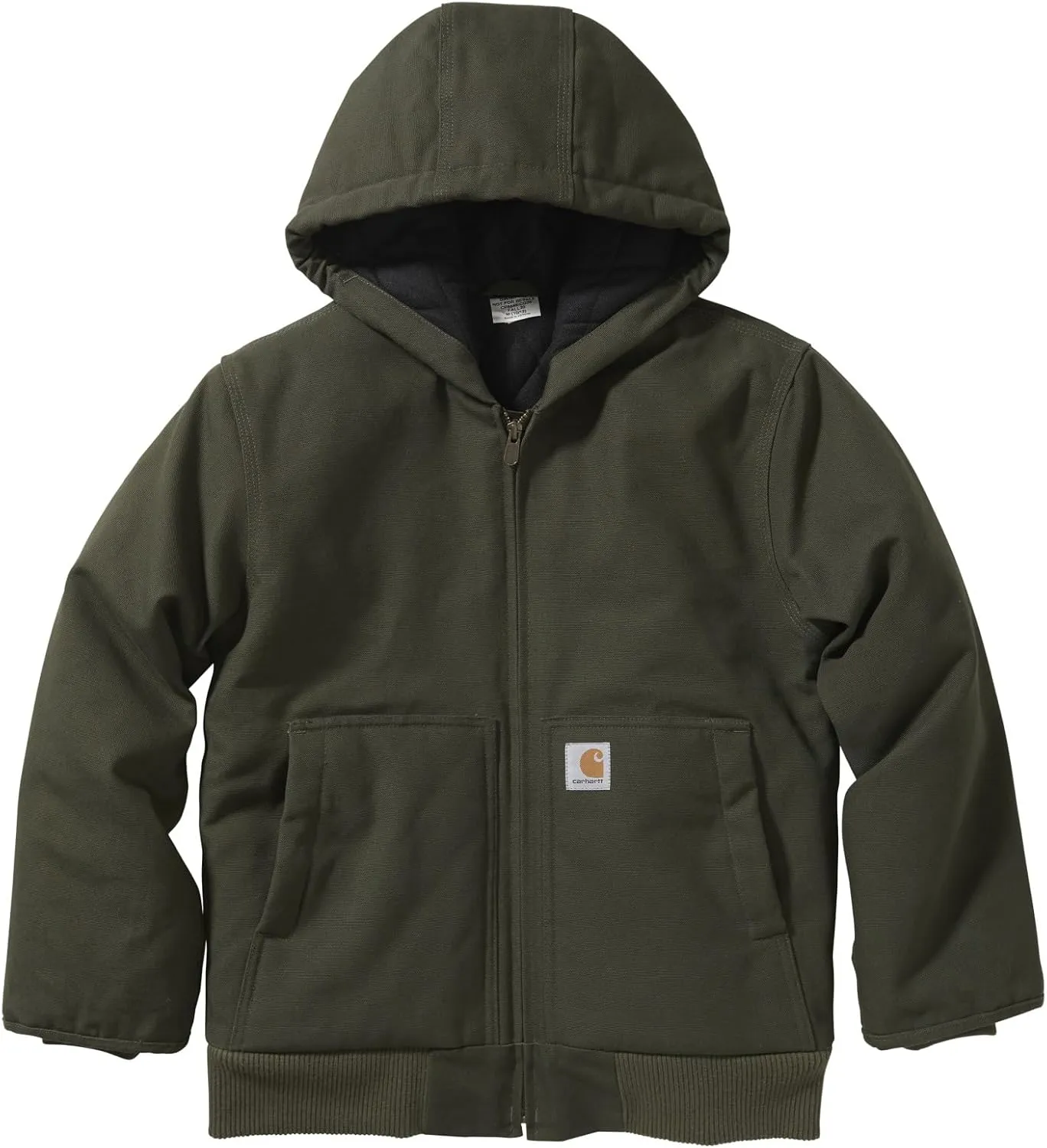 Carhartt Boys' Flannel-Lined Hooded Canvas Insulated Zip-Up Jacket