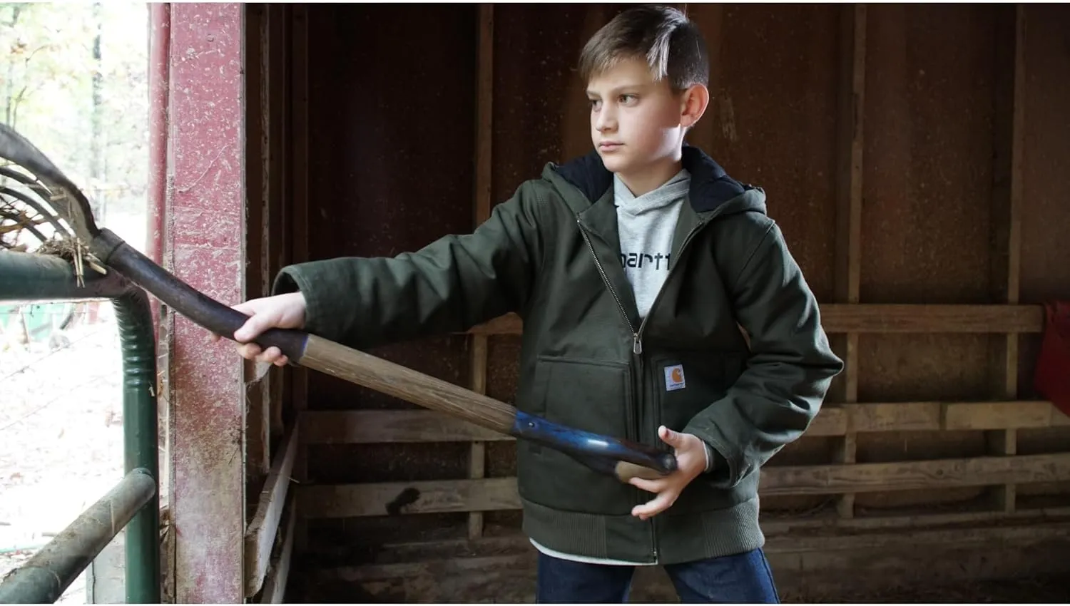 Carhartt Boys' Flannel-Lined Hooded Canvas Insulated Zip-Up Jacket